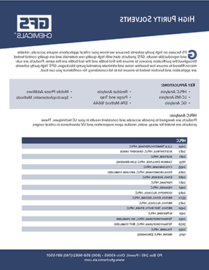 High Purity Solvents Brochure GFS Chemicals